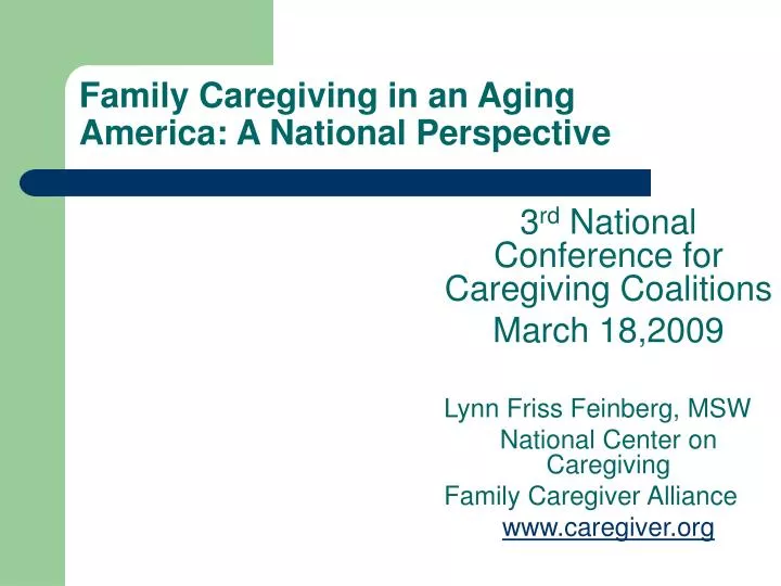 family caregiving in an aging america a national perspective