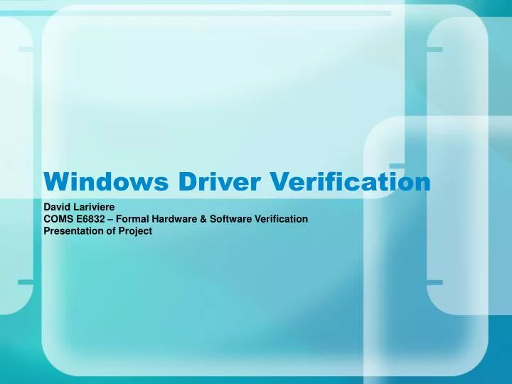 windows driver verification