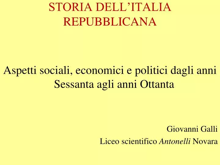 storia dell italia repubblicana