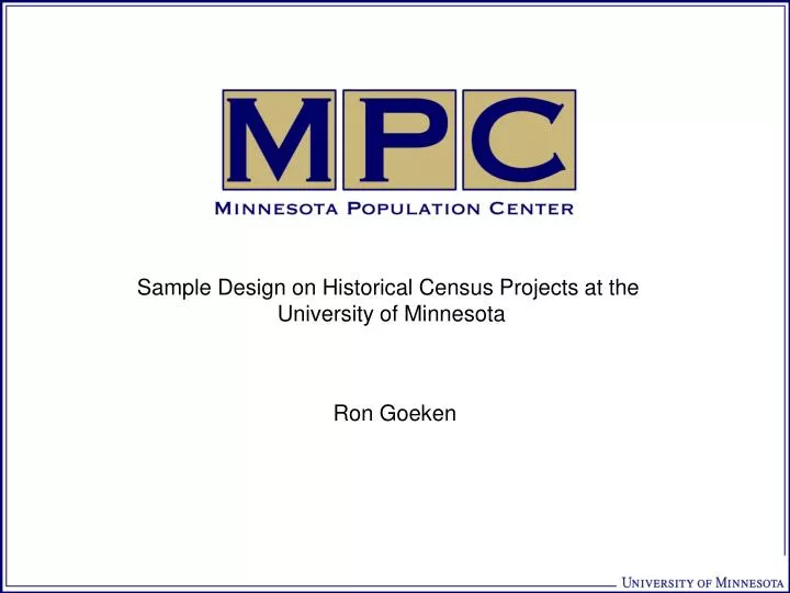 sample design on historical census projects at the university of minnesota