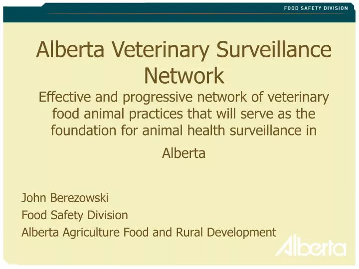 john berezowski food safety division alberta agriculture food and rural development