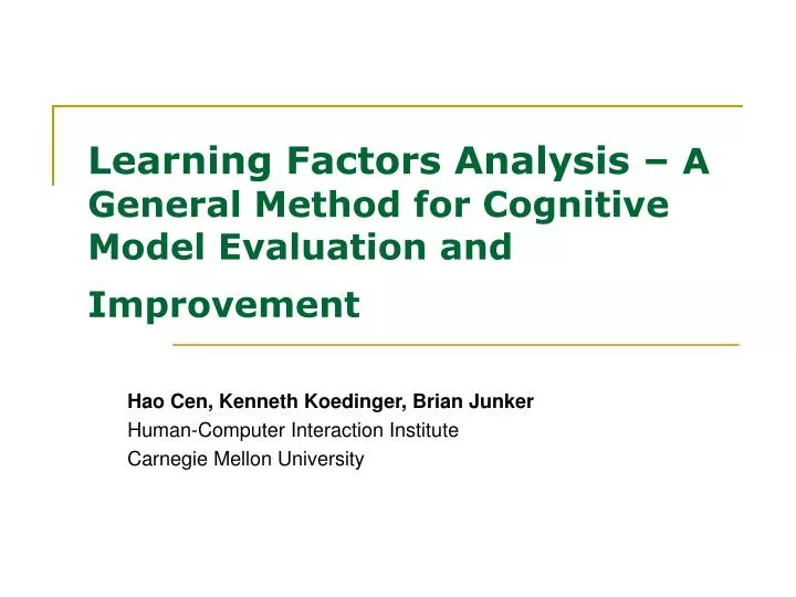 learning factors analysis a general method for cognitive model evaluation and improvement