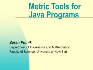 Metric Tools for Java Programs