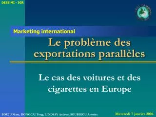 le probl me des exportations parall les