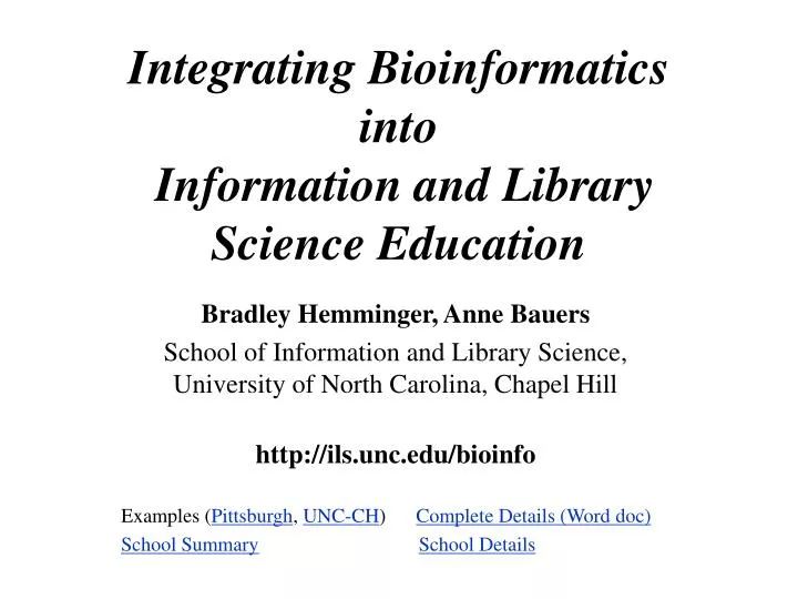 integrating bioinformatics into information and library science education