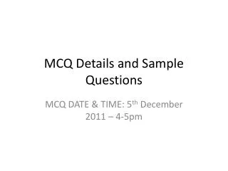 MCQ Details and Sample Questions