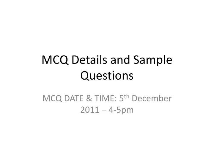mcq details and sample questions