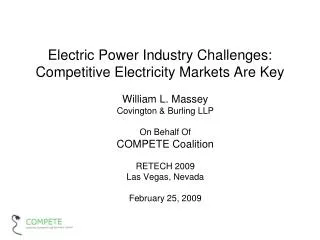 Electric Power Industry Challenges: Competitive Electricity Markets Are Key