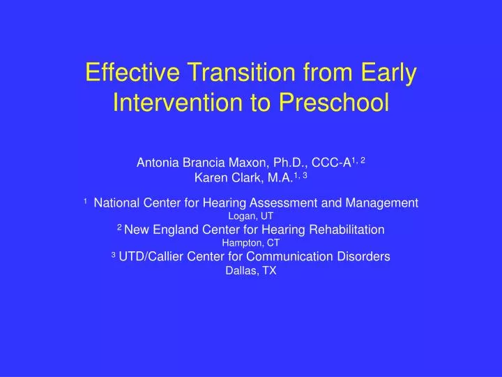 effective transition from early intervention to preschool