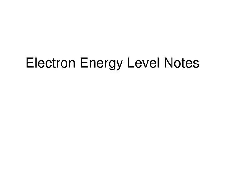 electron energy level notes