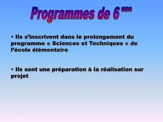 Programmes de 6