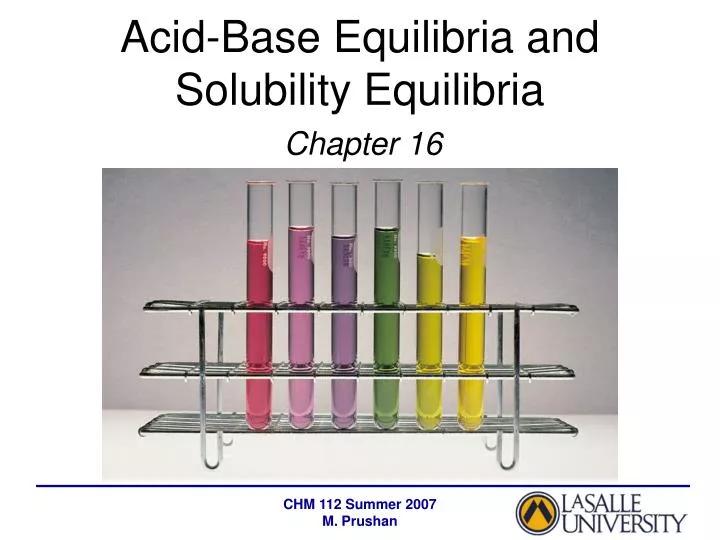 acid base equilibria and solubility equilibria