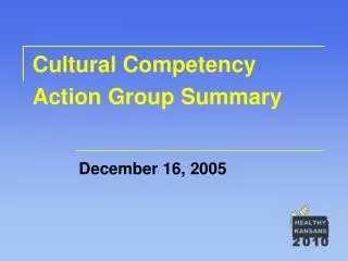 Cultural Competency Action Group Summary