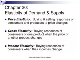 Chapter 20: Elasticity of Demand &amp; Supply