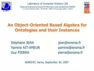 An Object-Oriented Based Algebra for Ontologies and their Instances