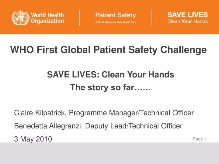 who first global patient safety challenge
