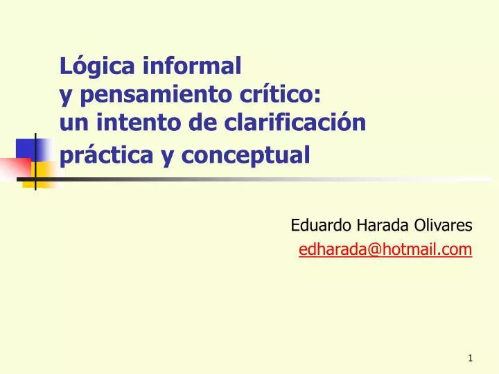 l gica informal y pensamiento cr tico un intento de clarificaci n pr ctica y conceptual