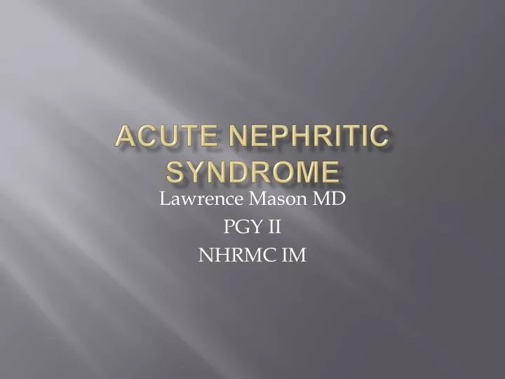 acute nephritic syndrome