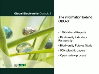 The information behind GBO-3: 110 National Reports Biodiversity Indicators Partnership Biodiversity Futures Study 5