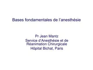 bases fondamentales de l anesth sie