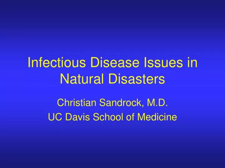 infectious disease issues in natural disasters