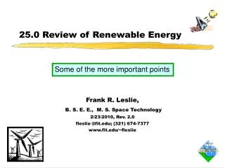 25.0 Review of Renewable Energy