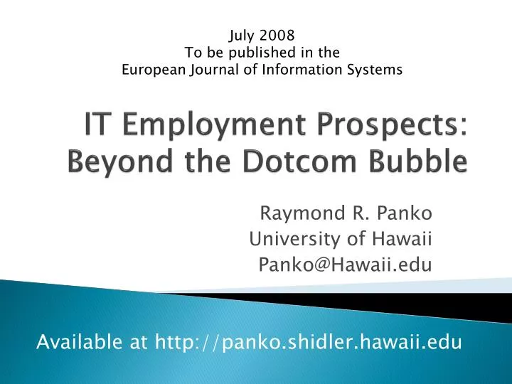 it employment prospects beyond the dotcom bubble