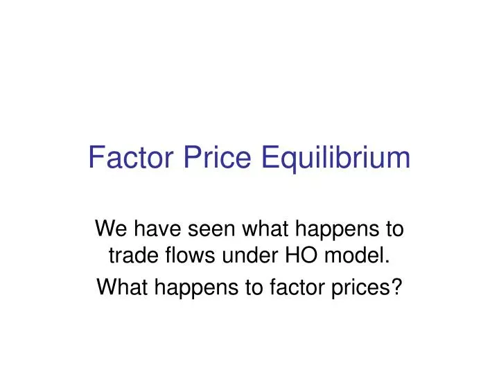 factor price equilibrium