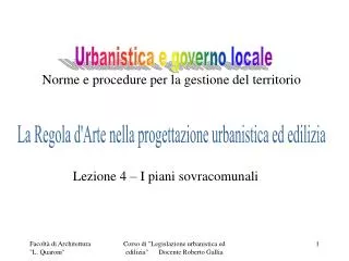 norme e procedure per la gestione del territorio