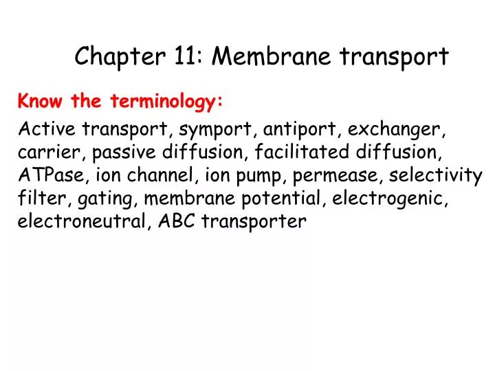 chapter 11 membrane transport