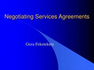 Negotiating Services Agreements