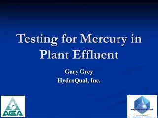 Testing for Mercury in Plant Effluent