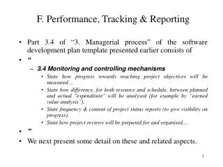 F. Performance, Tracking &amp; Reporting