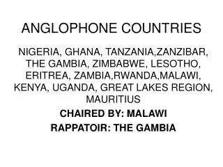 ANGLOPHONE COUNTRIES