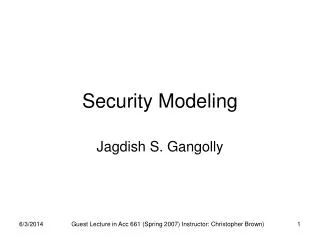 Security Modeling