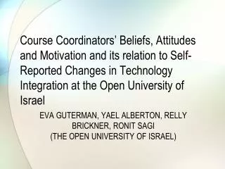 Eva Guterman, Yael Alberton, Relly Brickner, Ronit Sagi (The Open University of Israel)