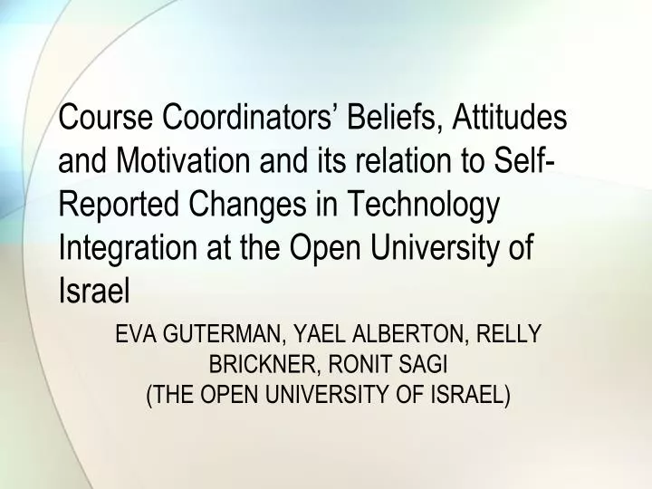 eva guterman yael alberton relly brickner ronit sagi the open university of israel