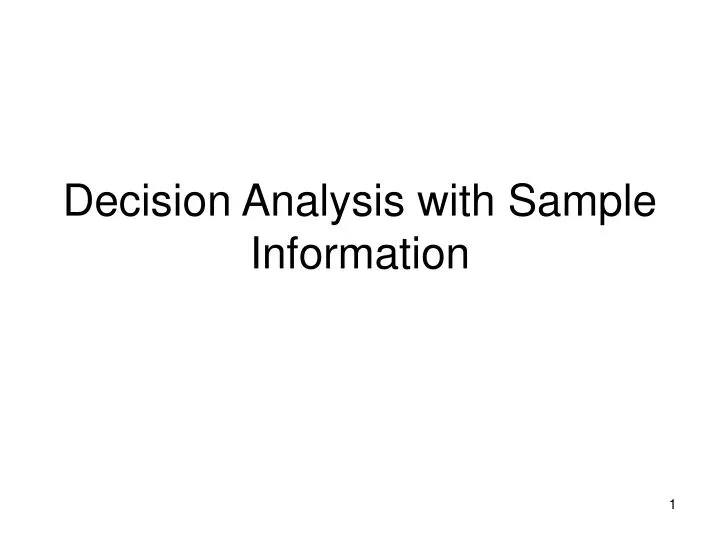 decision analysis with sample information