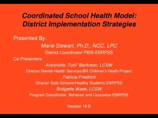 Coordinated School Health Model: District Implementation Strategies