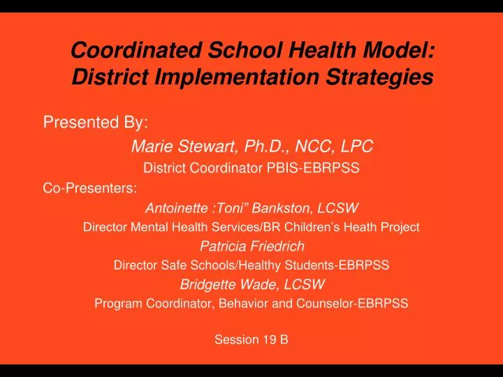 coordinated school health model district implementation strategies