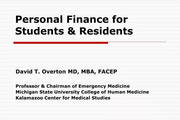 personal finance for students residents