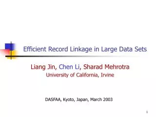 Efficient Record Linkage in Large Data Sets