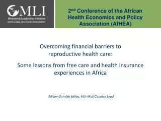 2 nd Conference of the African Health Economics and Policy Association (AfHEA)