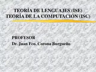 teor a de lenguajes ise teor a de la computaci n isc
