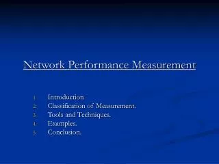 Network Performance Measurement