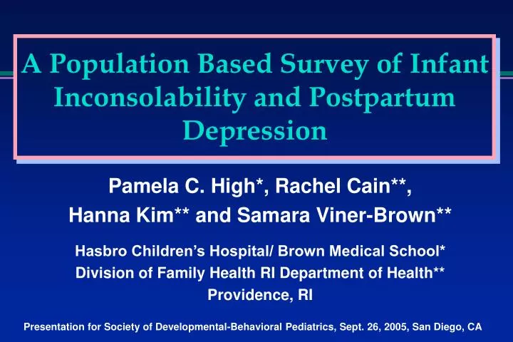 a population based survey of infant inconsolability and postpartum depression