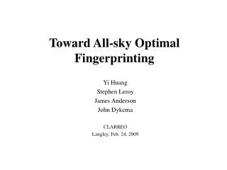 Toward All-sky Optimal Fingerprinting