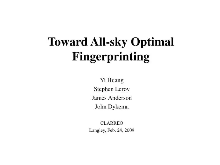 toward all sky optimal fingerprinting