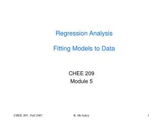 Regression Analysis Fitting Models to Data
