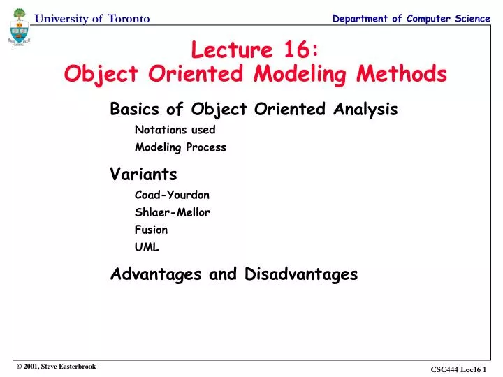 lecture 16 object oriented modeling methods